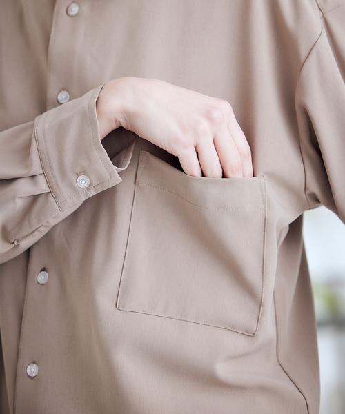 ENDER PRODUCTS（エンダープロダクツ）の「ブライトポプリン オーバースクエア レギュラーカラー シャツ【ENDER PRODUCTS/エンダープロダクツ】（シャツ/ブラウス・メンズ・ブラック/グリーン系その他/ベージュ系その他/キナリ/ベージュ・L/M）」の21枚目の写真