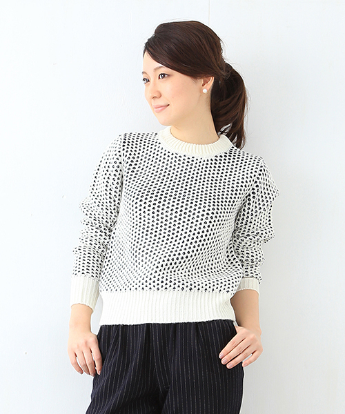 B:MING by BEAMS(ビーミングバイビームス)の「□B ビーミング by ビームス / ACフェザーニットプルオーバー(ニット/セーター・レディース・オフホワイト/ライトグレー/グリーン/ネイビー・ONE SIZE)」の2枚目の写真