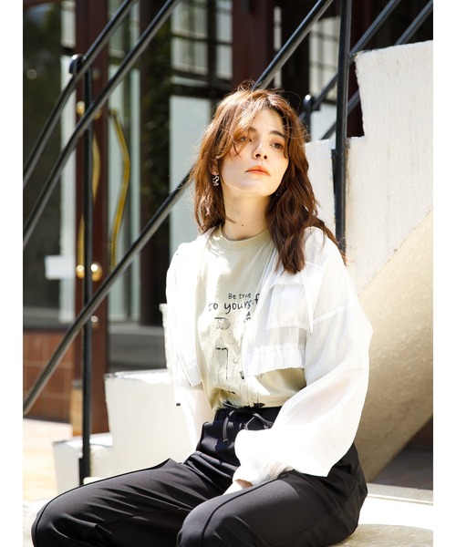 koe（コエ）の「シアーパーカー*（カーディガン/ボレロ・レディース・ホワイト/ブラック/ミント・FREE）」の7枚目の写真