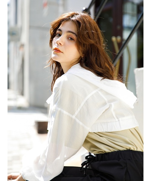 koe（コエ）の「シアーパーカー*（カーディガン/ボレロ・レディース・ホワイト/ブラック/ミント・FREE）」の11枚目の写真