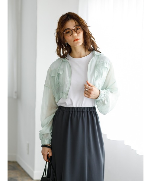 koe（コエ）の「シアーパーカー*（カーディガン/ボレロ・レディース・ホワイト/ブラック/ミント・FREE）」の20枚目の写真