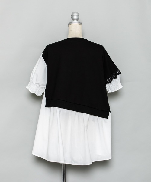 AS KNOW AS PINKY（アズノゥアズピンキー）の「流れるレースドッキングチュニ（チュニック・レディース・オフホワイト/ブラック×ホワイト・FREE）」の13枚目の写真