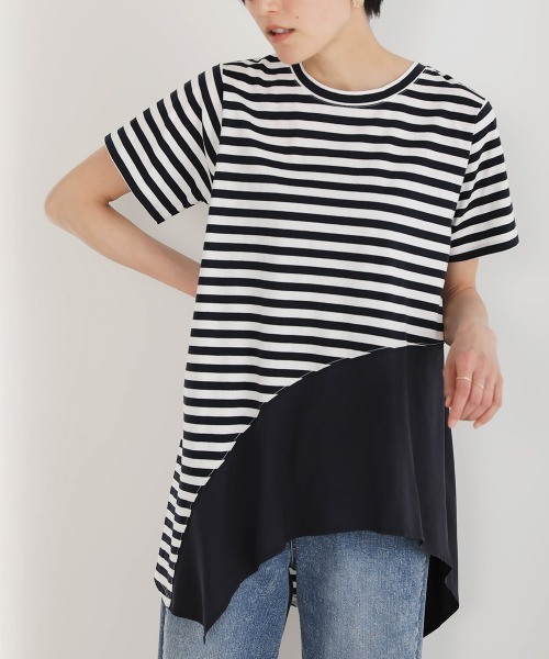 Bou Jeloud(ブージュルード)の「【コットン100】スムースコットンアシメ切り替えTOPS(Tシャツ/カットソー・レディース・ブラック/グレー/オフホワイト/A・FREE)」の8枚目の写真