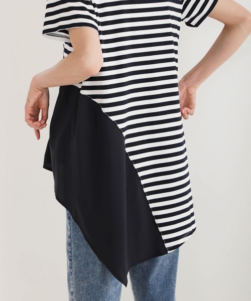 Bou Jeloud(ブージュルード)の「【コットン100】スムースコットンアシメ切り替えTOPS(Tシャツ/カットソー・レディース・ブラック/グレー/オフホワイト/A・FREE)」の9枚目の写真
