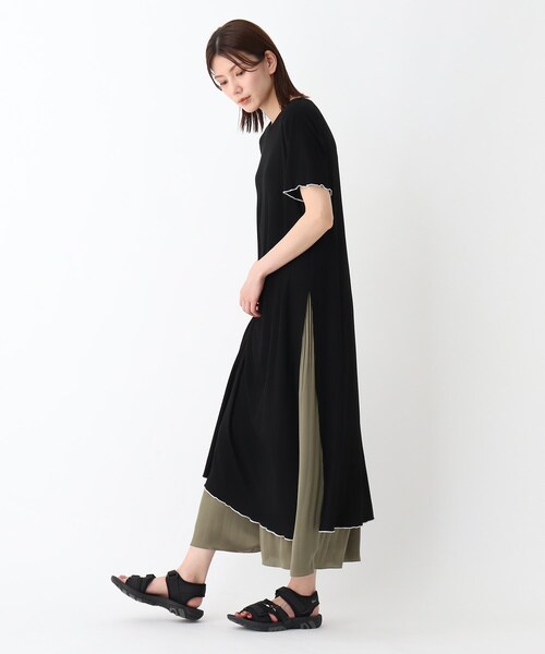 BASECONTROL(ベースコントロール)の「◆【WEB限定】配色メロウカット スリットワンピース(ワンピース・レディース・ダークグレー/アイボリー/ブラック・99)」の7枚目の写真