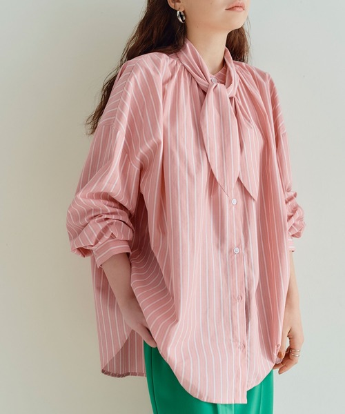 titivate（ティティベイト）の「ﾎﾞｳﾀｲ付きﾎﾞﾘｭｰﾑｼｬﾂﾌﾞﾗｳｽ（シャツ/ブラウス・レディース・ピンク系その他/ブラック/オレンジ系その他/オフホワイト/ブルー系その他・M/S）」の5枚目の写真