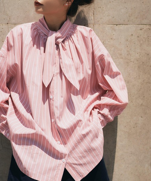 titivate（ティティベイト）の「ﾎﾞｳﾀｲ付きﾎﾞﾘｭｰﾑｼｬﾂﾌﾞﾗｳｽ（シャツ/ブラウス・レディース・ピンク系その他/ブラック/オレンジ系その他/オフホワイト/ブルー系その他・M/S）」の7枚目の写真