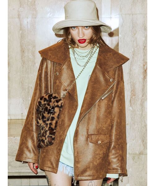 jouetie（ジュエティ）の「【WEB限定】BIGカラーライダース（ライダースジャケット・レディース・アイボリー/ブラック/ブラウン/ブルー・MEDIUM）」の4枚目の写真