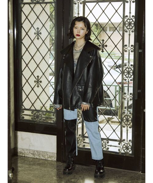 jouetie（ジュエティ）の「【WEB限定】BIGカラーライダース（ライダースジャケット・レディース・アイボリー/ブラック/ブラウン/ブルー・MEDIUM）」の7枚目の写真