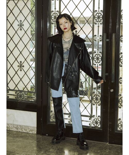 jouetie（ジュエティ）の「【WEB限定】BIGカラーライダース（ライダースジャケット・レディース・アイボリー/ブラック/ブラウン/ブルー・MEDIUM）」の10枚目の写真