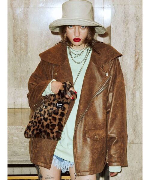 jouetie（ジュエティ）の「【WEB限定】BIGカラーライダース（ライダースジャケット・レディース・アイボリー/ブラック/ブラウン/ブルー・MEDIUM）」の12枚目の写真