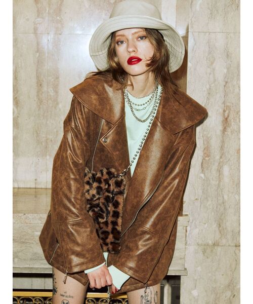 jouetie（ジュエティ）の「【WEB限定】BIGカラーライダース（ライダースジャケット・レディース・アイボリー/ブラック/ブラウン/ブルー・MEDIUM）」の14枚目の写真