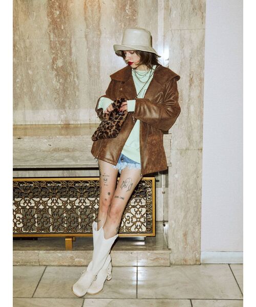 jouetie（ジュエティ）の「【WEB限定】BIGカラーライダース（ライダースジャケット・レディース・アイボリー/ブラック/ブラウン/ブルー・MEDIUM）」の16枚目の写真