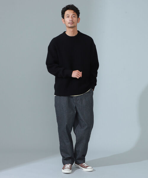 B:MING by BEAMS（ビーミングバイビームス）の「B:MING by BEAMS / タスマニアウール 畦編み クルーネック ニット（ニット/セーター・メンズ・ブラック/サックスブルー/ベージュ/グリーン・LARGE/SMALL/MEDIUM/X-LARGE）」の16枚目の写真