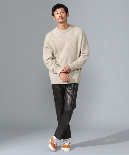 B:MING by BEAMS（ビーミングバイビームス）の「B:MING by BEAMS / タスマニアウール 畦編み クルーネック ニット（ニット/セーター・メンズ・ブラック/サックスブルー/ベージュ/グリーン・LARGE/SMALL/MEDIUM/X-LARGE）」の6枚目の写真