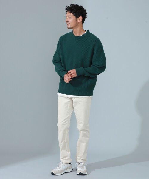 B:MING by BEAMS（ビーミングバイビームス）の「B:MING by BEAMS / タスマニアウール 畦編み クルーネック ニット（ニット/セーター・メンズ・ブラック/サックスブルー/ベージュ/グリーン・LARGE/SMALL/MEDIUM/X-LARGE）」の18枚目の写真