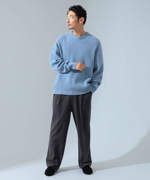 B:MING by BEAMS（ビーミングバイビームス）の「B:MING by BEAMS / タスマニアウール 畦編み クルーネック ニット（ニット/セーター・メンズ・ブラック/サックスブルー/ベージュ/グリーン・LARGE/SMALL/MEDIUM/X-LARGE）」の22枚目の写真