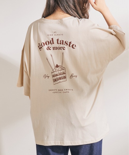 OLIVE des OLIVE（オリーブデオリーブ）の「CreamyビッグTシャツ（Tシャツ/カットソー・レディース・ベージュ/オフホワイト/ラベンダー/スミクロ・FREE）」の3枚目の写真
