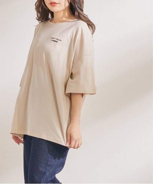 OLIVE des OLIVE（オリーブデオリーブ）の「CreamyビッグTシャツ（Tシャツ/カットソー・レディース・ベージュ/オフホワイト/ラベンダー/スミクロ・FREE）」の8枚目の写真