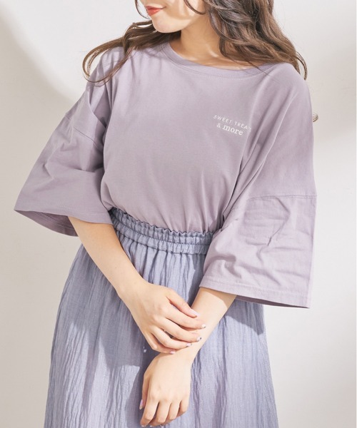 OLIVE des OLIVE（オリーブデオリーブ）の「CreamyビッグTシャツ（Tシャツ/カットソー・レディース・ベージュ/オフホワイト/ラベンダー/スミクロ・FREE）」の10枚目の写真