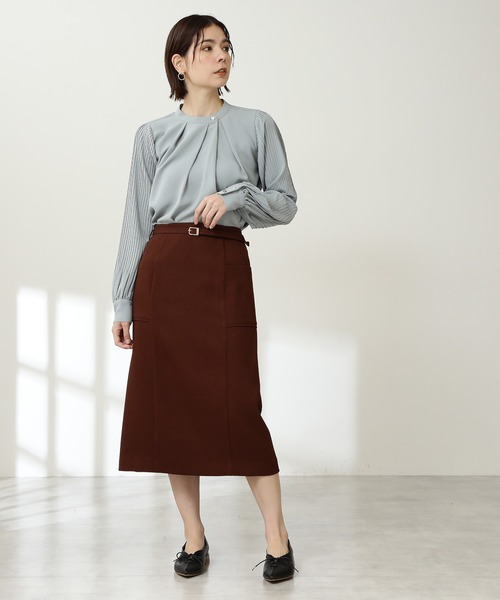 N.(N. Natural Beauty Basic)(エヌエヌナチュラルビューティーベーシック)の「◆ゴールドボタンプリーツブラウス(シャツ/ブラウス・レディース・ホワイト/ライトグリーン/ブルー/ネイビー・MEDIUM)」の8枚目の写真