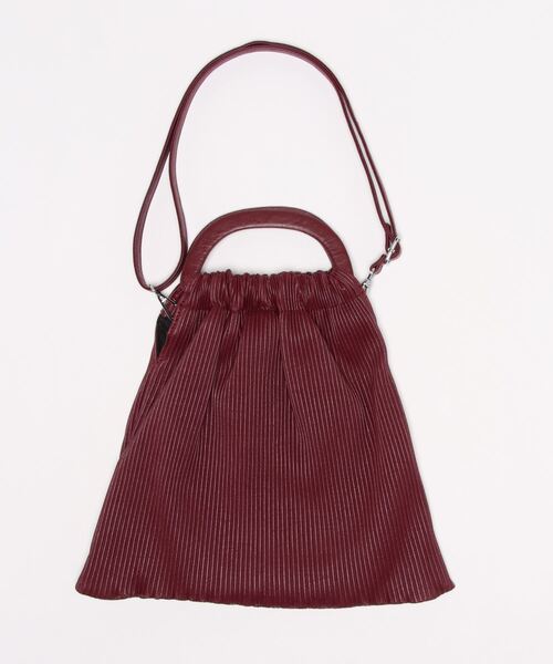 VEENA 1921（ヴィーナ）の「【VEENA 1921/ヴィーナ】2WAY プリーツ 巾着 ハンド ショルダーバッグ（ショルダーバッグ・レディース・ワインレッド/グレー・FREE）」の4枚目の写真