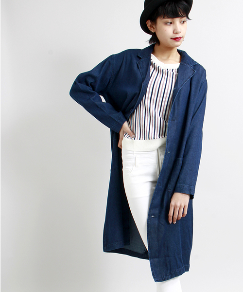 WEGO（ウィゴー）の「WEGO/ショップコート（ステンカラーコート・レディース・アイボリー/ホワイト系その他/ダークインディゴブルー・FREE）」の3枚目の写真