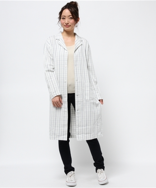 WEGO（ウィゴー）の「WEGO/ショップコート（ステンカラーコート・レディース・アイボリー/ホワイト系その他/ダークインディゴブルー・FREE）」の7枚目の写真