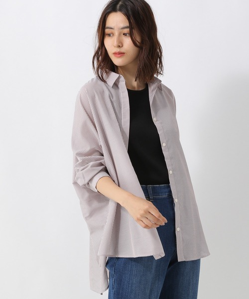 LEPSIM（レプシィム）の「アソートポンチョシャツ長袖　217982（シャツ/ブラウス・レディース・ストライプ/オフホワイト/イエロー・FREE）」の3枚目の写真