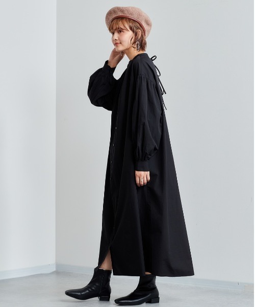 cepo(セポ)の「リボン タックシャツワンピース 2WAY(シャツワンピース・レディース・オフホワイト/ブラック・M)」の9枚目の写真