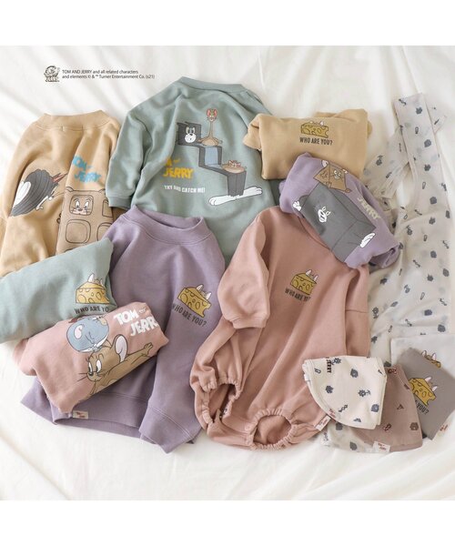 Tom＆Jerry（トムアンドジェリー）の「トムとジェリートレーナー（スウェット・キッズ・パープル/イエロー/オレンジ/ミント・90/100/110/120/80/130/140）」の14枚目の写真