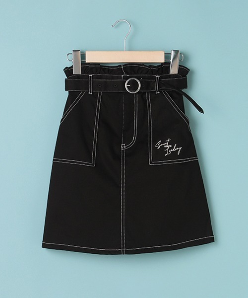 Lindsay（リンジィ）の「ベルトつきペーパーバックウエストスカート（スカート・キッズ・ライトカーキ/ブラック/アイボリー・L/M/S）」の2枚目の写真