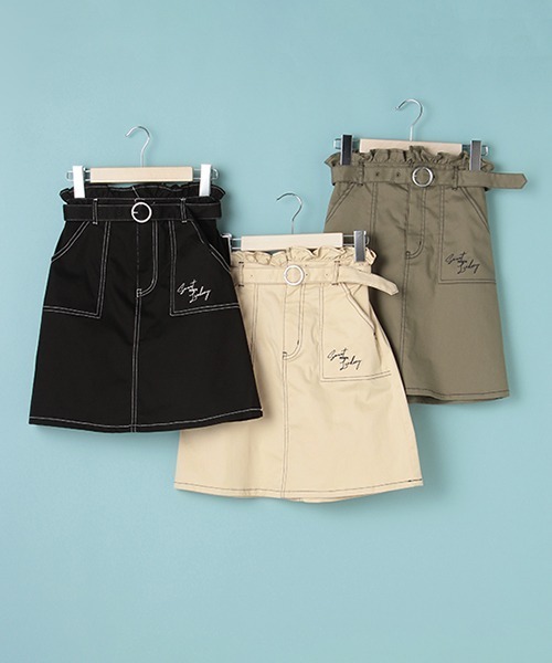 Lindsay（リンジィ）の「ベルトつきペーパーバックウエストスカート（スカート・キッズ・ライトカーキ/ブラック/アイボリー・L/M/S）」の10枚目の写真