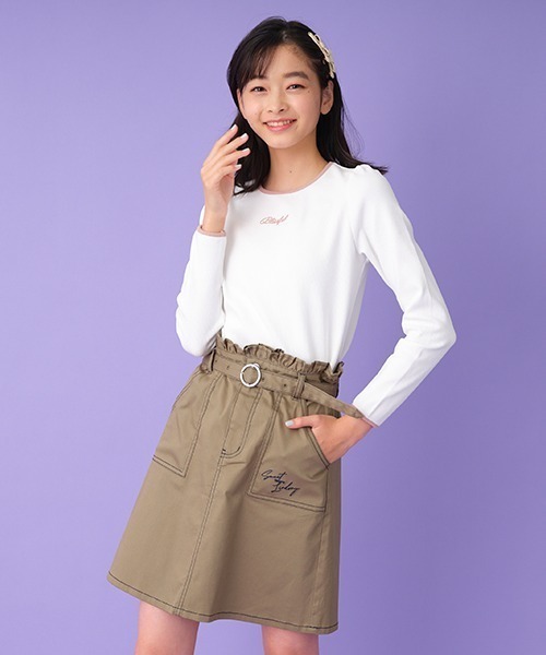 Lindsay（リンジィ）の「ベルトつきペーパーバックウエストスカート（スカート・キッズ・ライトカーキ/ブラック/アイボリー・L/M/S）」の14枚目の写真