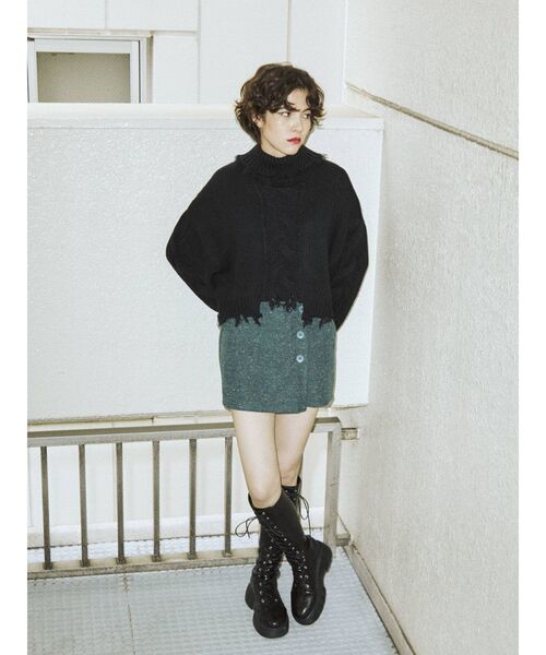 jouetie（ジュエティ）の「BIGボタンスカパン（スカート・レディース・ブラック/ブラウン/ブルー/その他1・MEDIUM）」の10枚目の写真