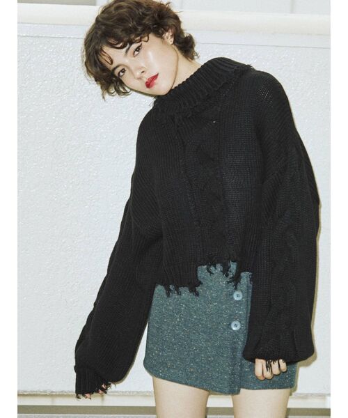 jouetie（ジュエティ）の「BIGボタンスカパン（スカート・レディース・ブラック/ブラウン/ブルー/その他1・MEDIUM）」の5枚目の写真