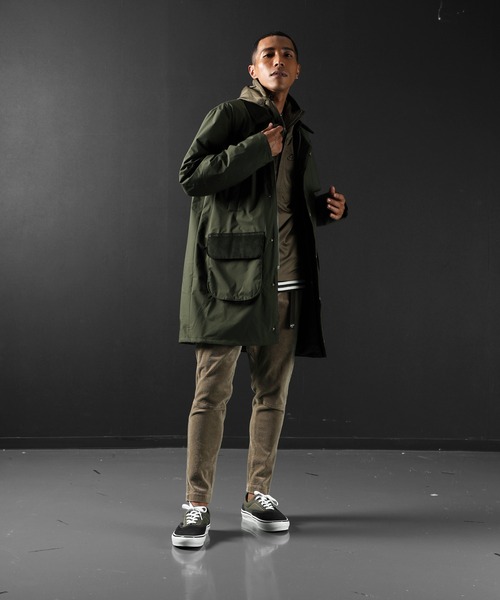 The DUFFER of ST.GEORGE(ザダファーオブセントジョージ)の「WINDPROOF LIGHT WEIGHT PUFF COAT:防風 ステンカラー ロングコート(ステンカラーコート・メンズ・ダークグリーン/ネイビー・SMALL/MEDIUM/LARGE/X-LARGE)」の10枚目の写真