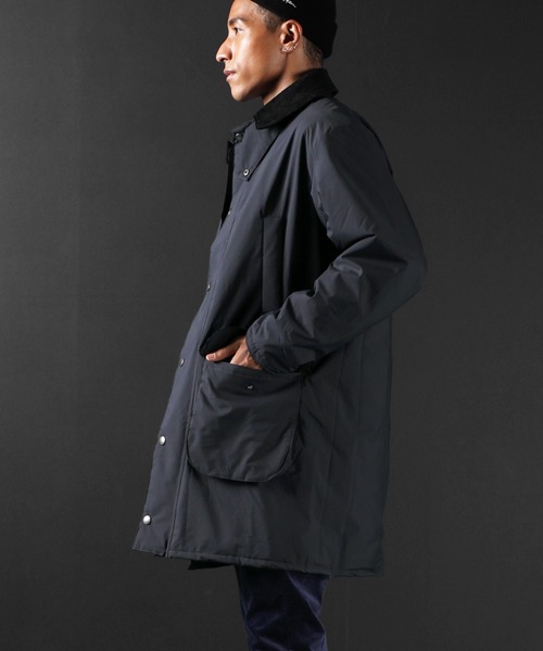 The DUFFER of ST.GEORGE(ザダファーオブセントジョージ)の「WINDPROOF LIGHT WEIGHT PUFF COAT:防風 ステンカラー ロングコート(ステンカラーコート・メンズ・ダークグリーン/ネイビー・SMALL/MEDIUM/LARGE/X-LARGE)」の5枚目の写真