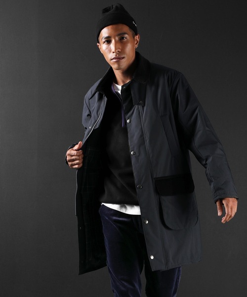 The DUFFER of ST.GEORGE(ザダファーオブセントジョージ)の「WINDPROOF LIGHT WEIGHT PUFF COAT:防風 ステンカラー ロングコート(ステンカラーコート・メンズ・ダークグリーン/ネイビー・SMALL/MEDIUM/LARGE/X-LARGE)」の16枚目の写真