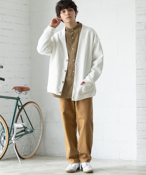 coen（コーエン）の「細畝コーデュロイバンドカラーシャツ（シャツ/ブラウス・メンズ・ベージュ/ネイビー/オリーブ・X-LARGE/SMALL/MEDIUM/LARGE）」の4枚目の写真