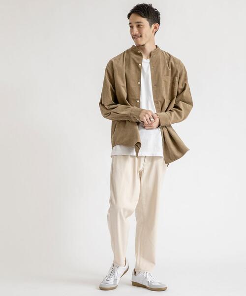 coen（コーエン）の「細畝コーデュロイバンドカラーシャツ（シャツ/ブラウス・メンズ・ベージュ/ネイビー/オリーブ・X-LARGE/SMALL/MEDIUM/LARGE）」の9枚目の写真