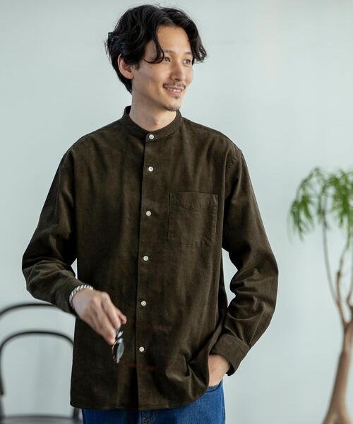 coen（コーエン）の「細畝コーデュロイバンドカラーシャツ（シャツ/ブラウス・メンズ・ベージュ/ネイビー/オリーブ・X-LARGE/SMALL/MEDIUM/LARGE）」の10枚目の写真