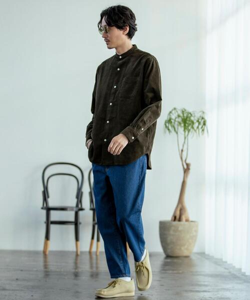 coen（コーエン）の「細畝コーデュロイバンドカラーシャツ（シャツ/ブラウス・メンズ・ベージュ/ネイビー/オリーブ・X-LARGE/SMALL/MEDIUM/LARGE）」の13枚目の写真