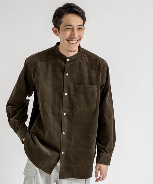 coen（コーエン）の「細畝コーデュロイバンドカラーシャツ（シャツ/ブラウス・メンズ・ベージュ/ネイビー/オリーブ・X-LARGE/SMALL/MEDIUM/LARGE）」の8枚目の写真