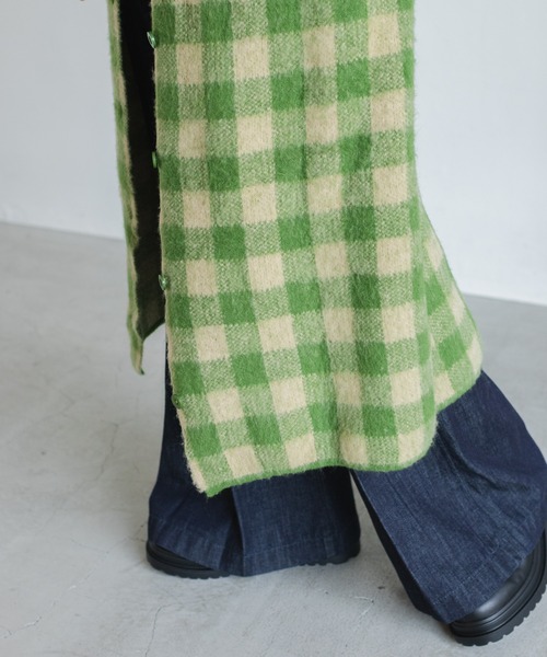 Kastane（カスタネ）の「起毛チェックニットマキシガウン（カーディガン/ボレロ・レディース・ブラウン/グリーン・FREE）」の20枚目の写真