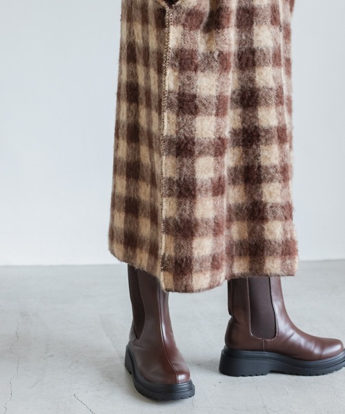 Kastane（カスタネ）の「起毛チェックニットマキシガウン（カーディガン/ボレロ・レディース・ブラウン/グリーン・FREE）」の10枚目の写真