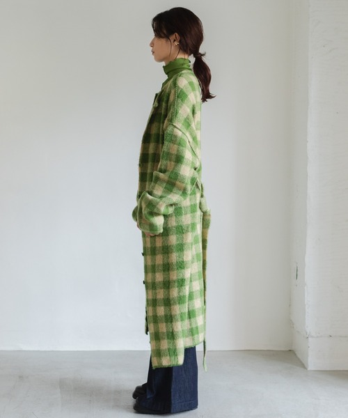 Kastane（カスタネ）の「起毛チェックニットマキシガウン（カーディガン/ボレロ・レディース・ブラウン/グリーン・FREE）」の17枚目の写真