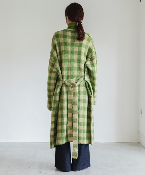 Kastane（カスタネ）の「起毛チェックニットマキシガウン（カーディガン/ボレロ・レディース・ブラウン/グリーン・FREE）」の15枚目の写真