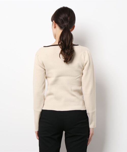 archives（アルシーヴ）の「【web限定】配色パイピングリブニットプルオーバー（ニット/セーター・レディース・グレイッシュベージュ/オレンジ/アイボリー/ブラック/グリーン系その他/グレー・MEDIUM）」の7枚目の写真