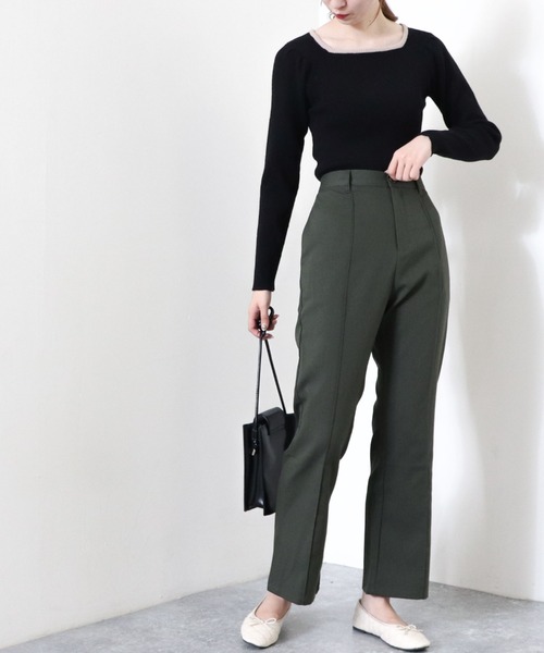 archives（アルシーヴ）の「【web限定】配色パイピングリブニットプルオーバー（ニット/セーター・レディース・グレイッシュベージュ/オレンジ/アイボリー/ブラック/グリーン系その他/グレー・MEDIUM）」の18枚目の写真